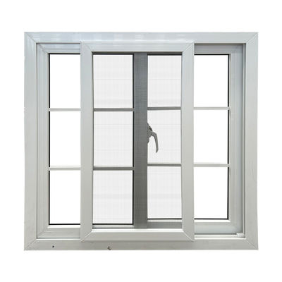 Customized PVC Double Horizontal Sliding Windows With Mosquito Screen Vinyl Sliding Windows