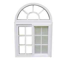 Small Arch PVC Sliding Window Double Glazed Glass 3 Tracks Sliding Windows For Home