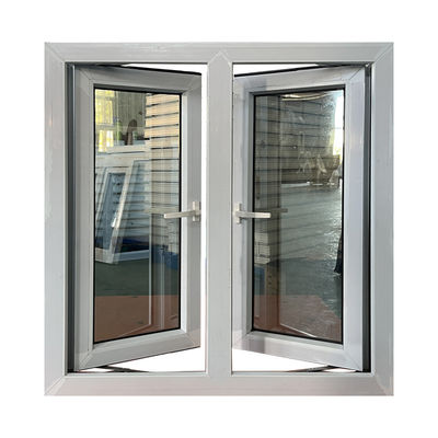 Pvc / Upvc Double Glazed Glass Casement Window With Fly Screen European Style