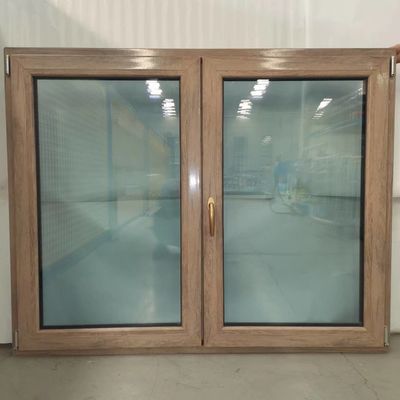 Wooden Color Double Glazed UPVC Tilt Turn Window For House European Style