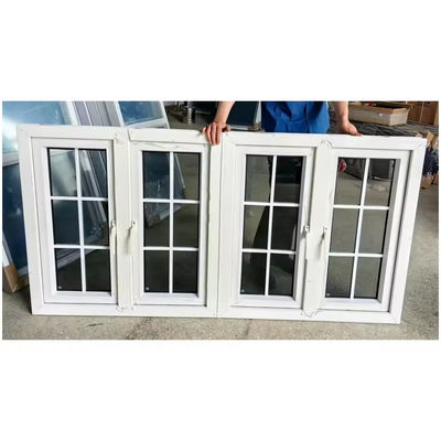 Tempered Glass White UPVC Casement Glass Window Anti UV Wind Resistant European Style