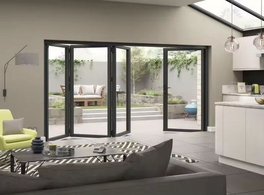 Heat Insulation Aluminium Fold Door Double Triple Glazed Exterior Folding Main Door
