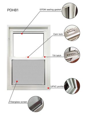 Modern Double Hung Vinyl Windows Lifting Ventilation Vertical Sliding Vinyl Windows