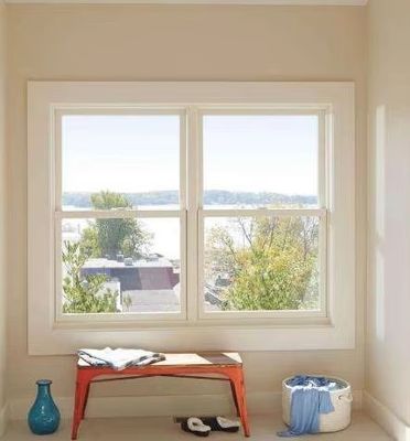 White UPVC Frame Single Hung Vinyl Windows With Grill Low E Argon Glass Windows