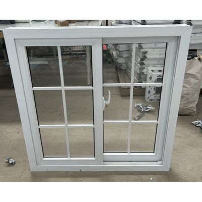 PVC UPVC Double Pane Glass White Vinyl Sliding Window With Grill Mosquito Mesh