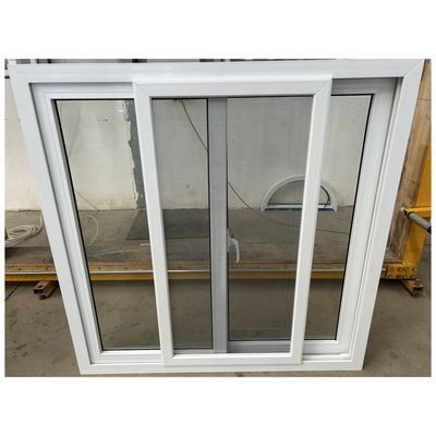 Double Sliding Mesh Flush Sash PVC Sliding Window Clear Tempered Glass Window