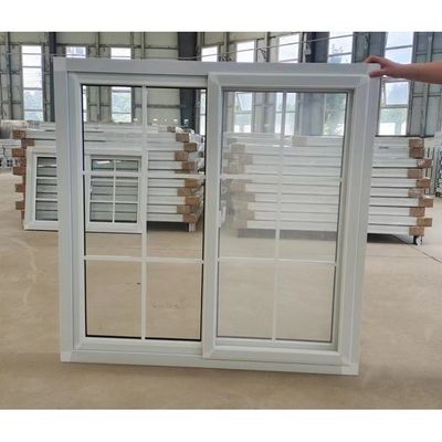 Single Glass Tempered Glazed UPVC Sliding Window And Door With Grill Mosquito Mesh