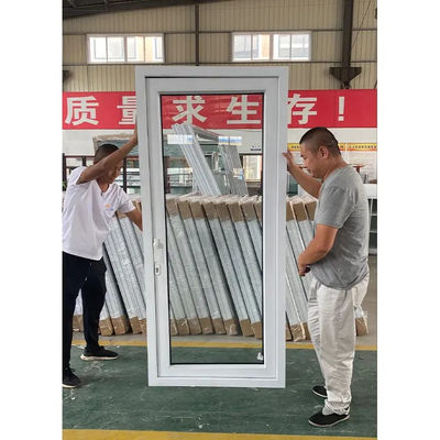 Windproof Double Hinged Glass Entry Doors PVC Impact Resistant ODM