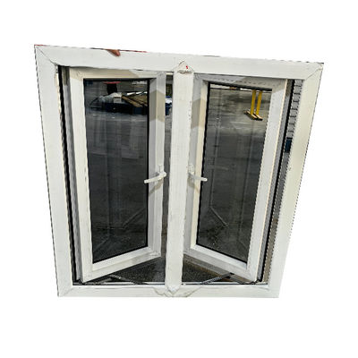 Silver / White / Gray PVC House Glass Casement Windows For Hurricane Impact Frame Color White