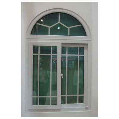 White UPVC Sliding Windows With Arch Window Design And Grill 10 Years Value