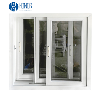 Double Glazed Sliding PVC Windows Soundproof Hurricane Impact with Grilled Design and Mosquito Net Project Window