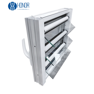 Aluminum Louver Glass Window with Fly Screen Customizable Size